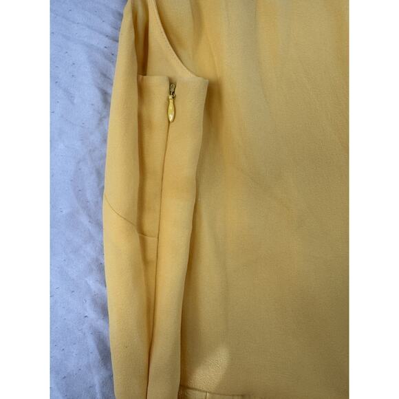 TALBOTS Vintage 100% Pure Silk Sleeveless Pleated Dress Yellow Size 10  - Picture 10 of 16